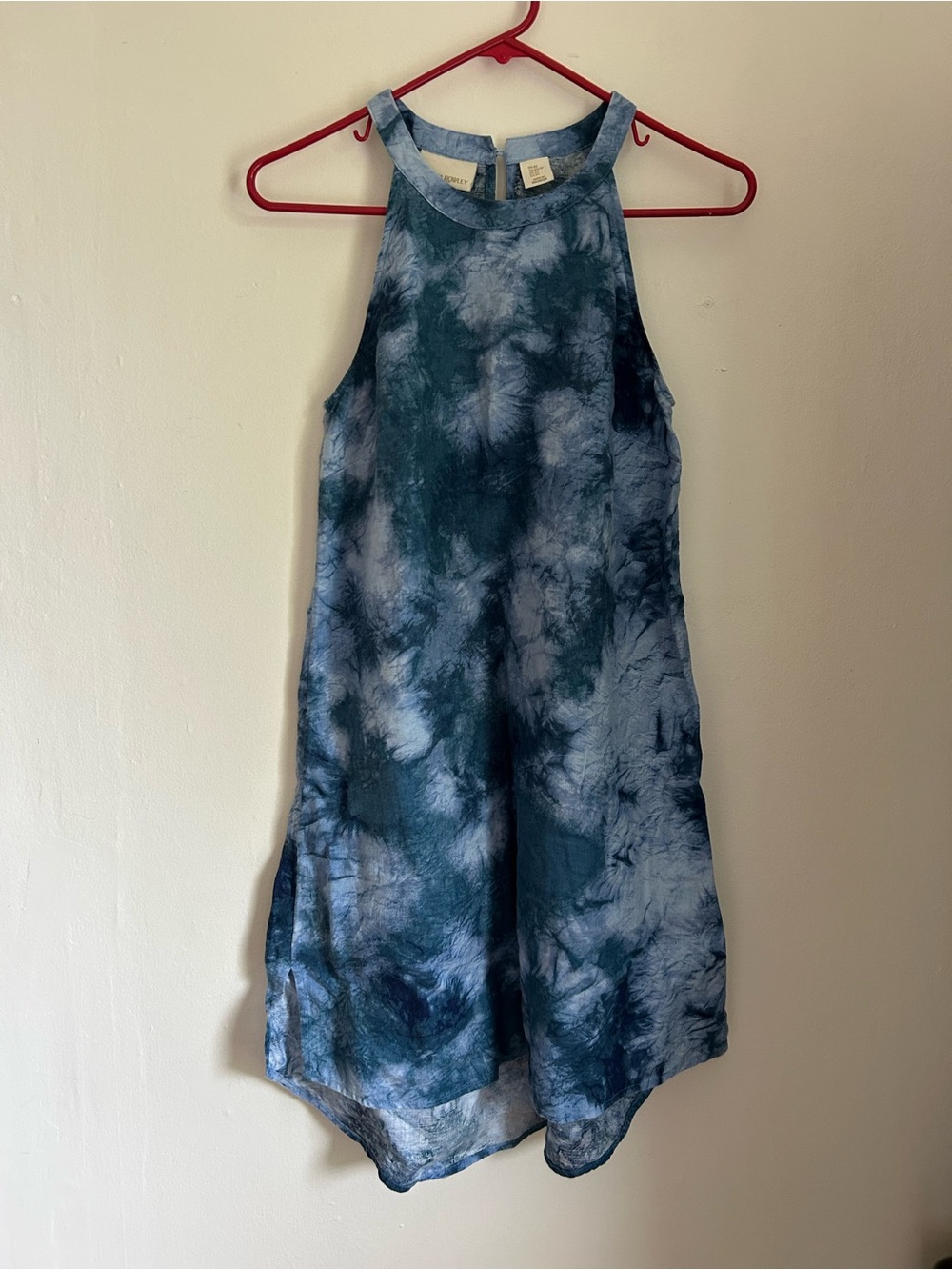 Cynthia Rowley - XS - Linen- Tie-Dye Halter Midi Dress - Blue